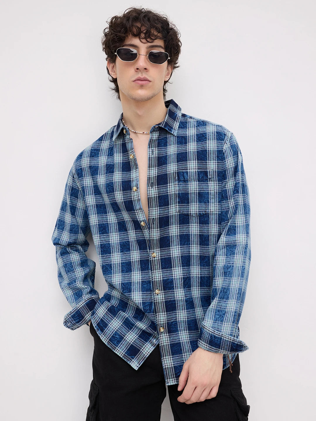 Timeless Denim Blue Box Checks Shirt