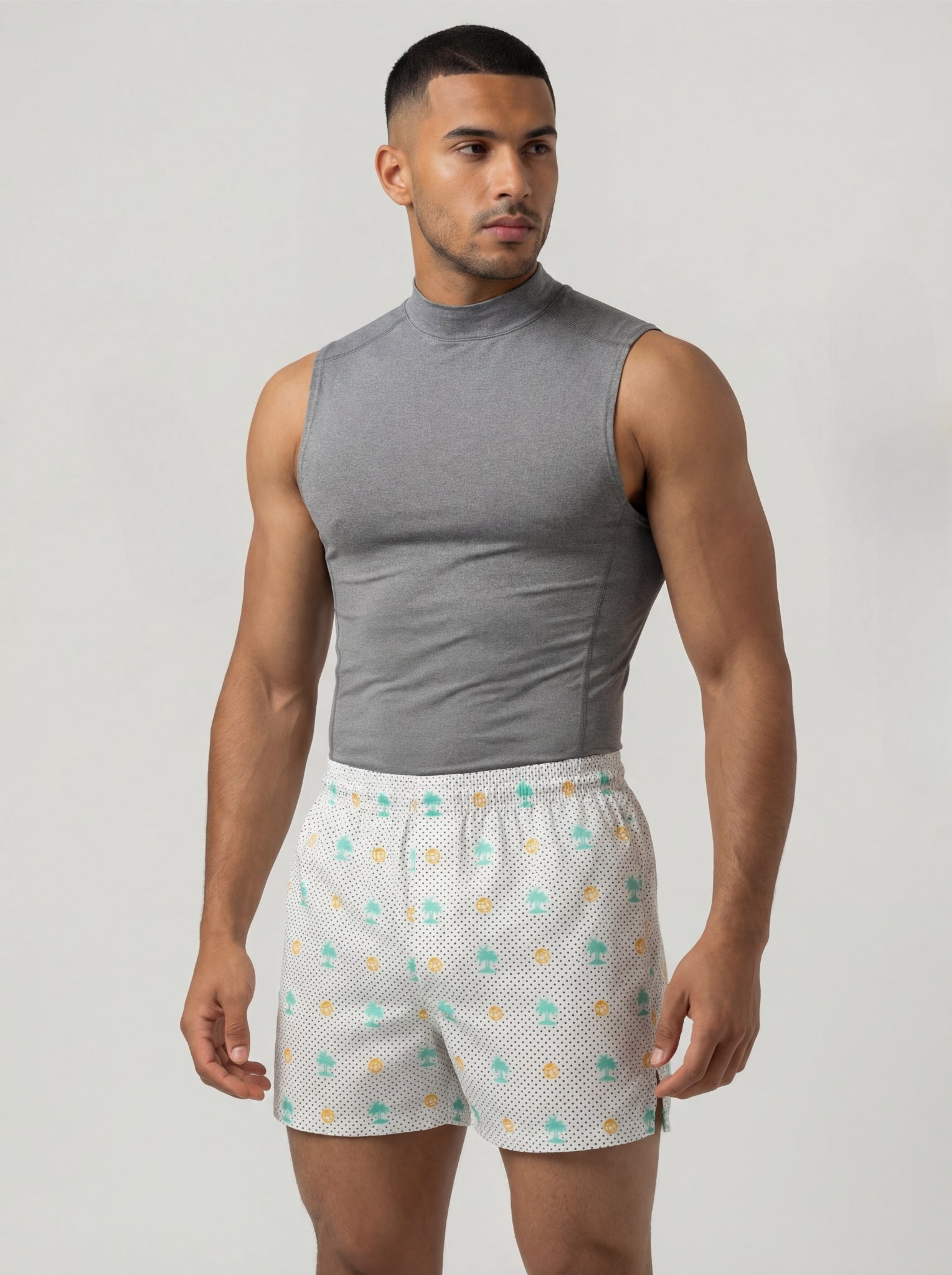 Indigo Dye Geometric & Island Vibe Basketball Print Boxers