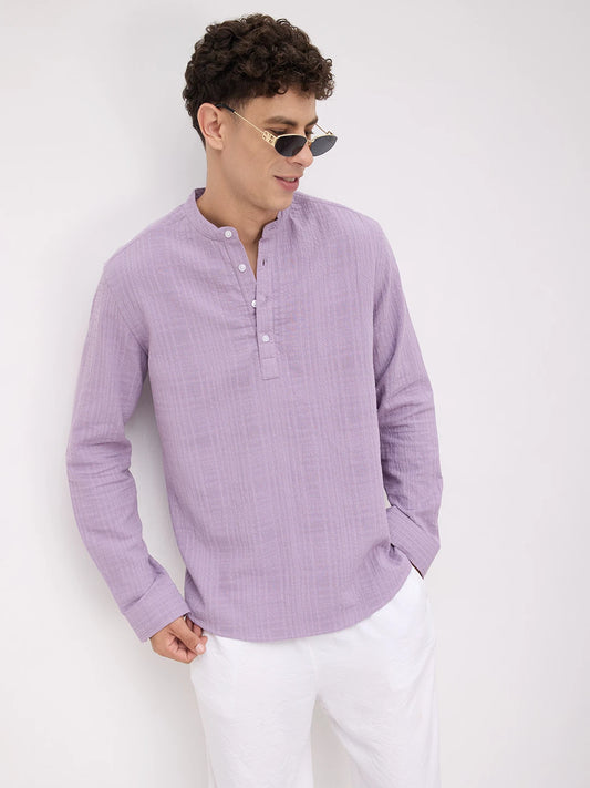 Soft Lavender Double Cloth Gauze Textured Kurta