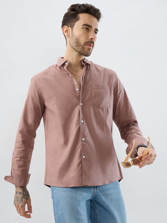 Terracotta Tone Brown Slub Shirt