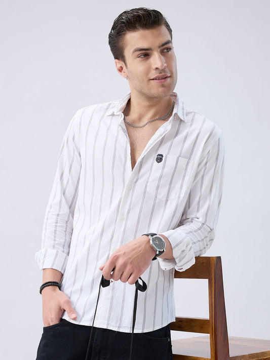 Elegant White Striped Weekend Shirt
