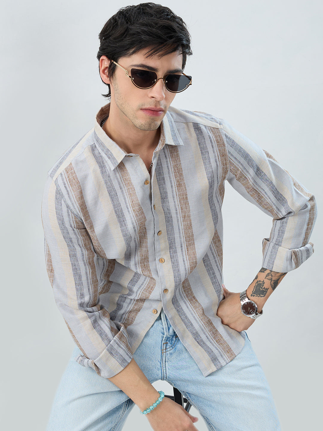 Sandswept Stripes Breezy Linen Blend Shirt