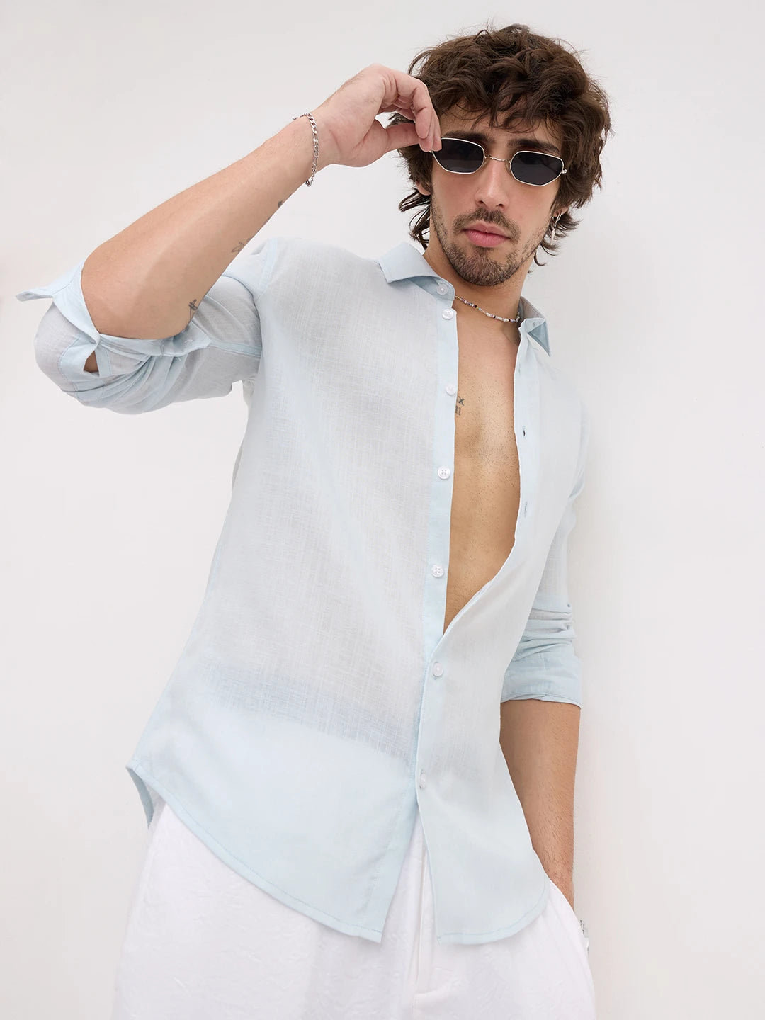 Arctic Blue Fine Textured Lyocell Everyday Shirt