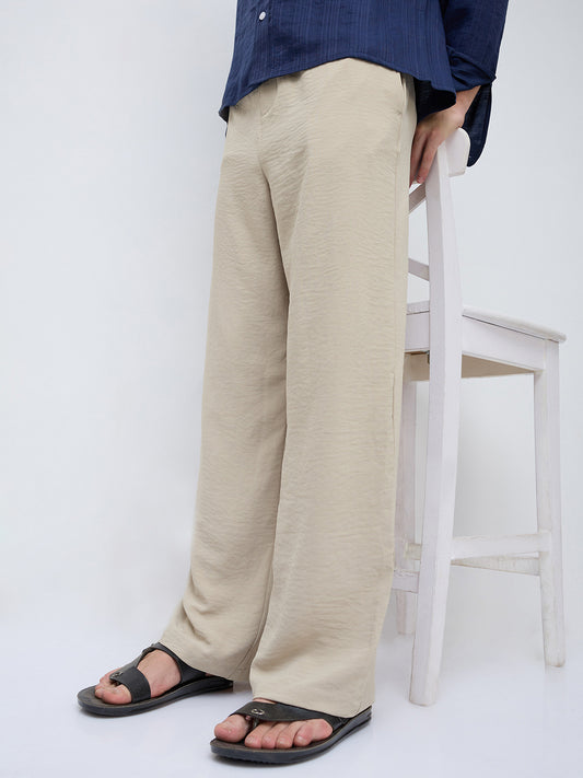 Squelchy Dusty Beige Wide Leg Trousers