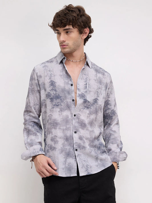 Multicolour Tie & Dye Printed Creased Shirt