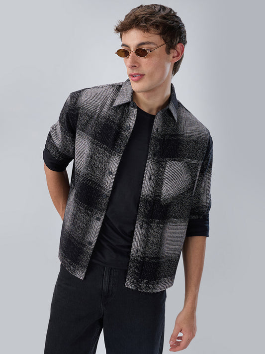 Static Monochrome Corduroy Boxy Fit Crop Overshirt