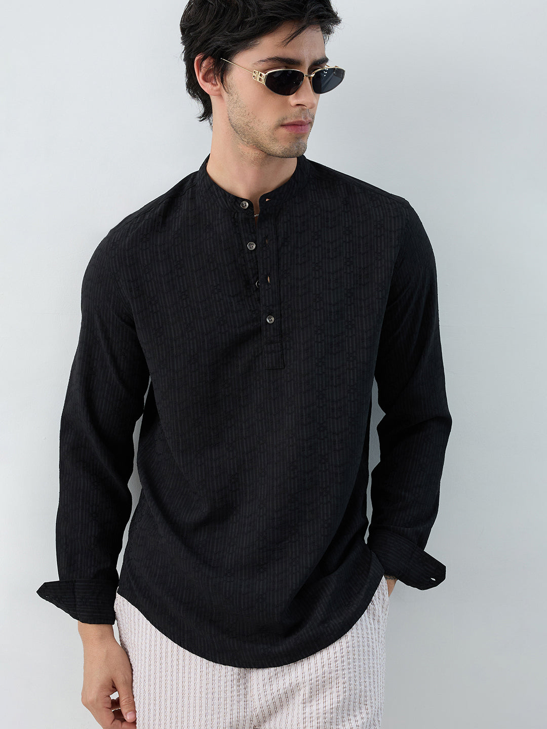 Detailed Black Jacquard Grace Kurta