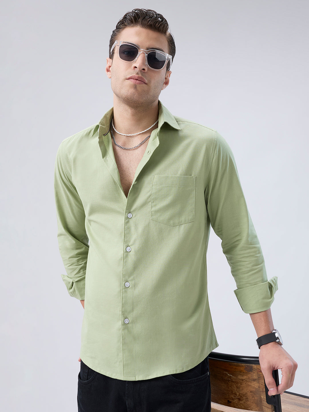 Pastel Mint Slub Weave Everyday Shirt