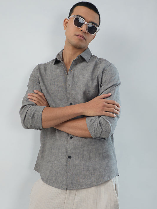 Dim Grey Slub Textured Shirt