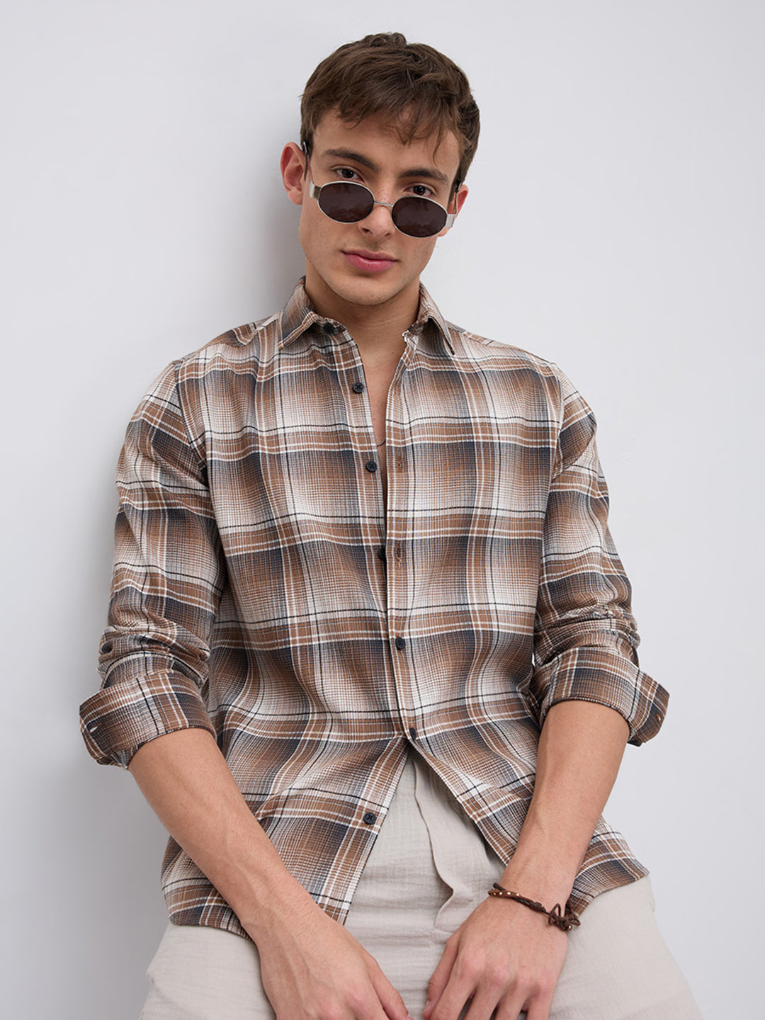 Heritage Brown & Beige Plaid Checks Shirt