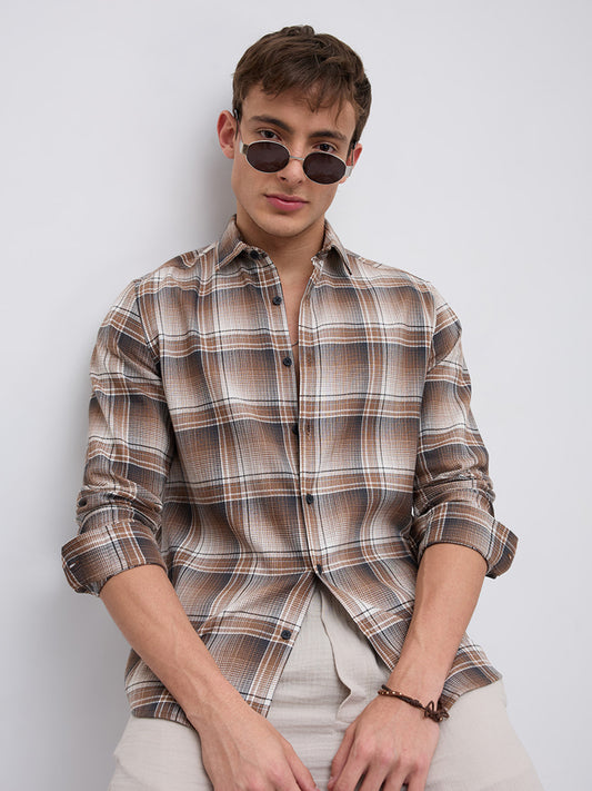 Heritage Brown & Beige Plaid Checks Shirt