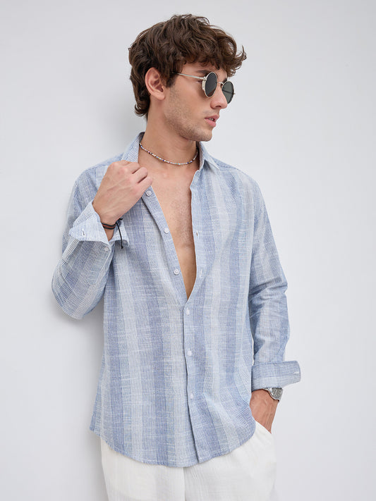 Blue & White Refined Multi Striped Shirt