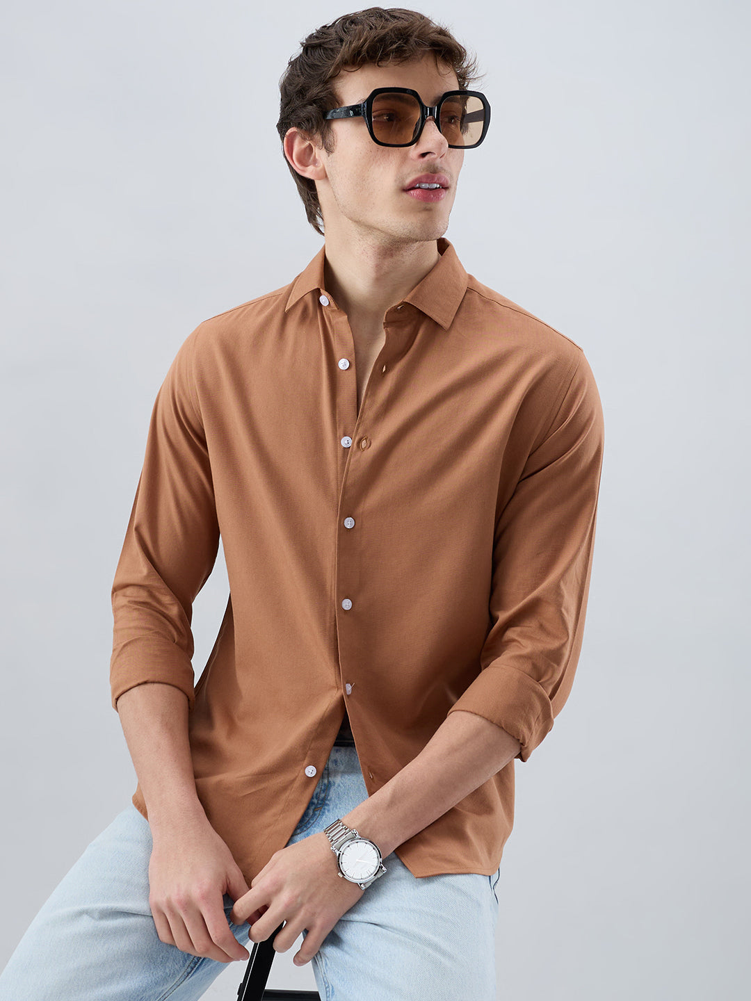 Elegant Warm Rust Oxford Shirt