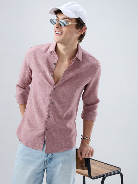 Dusty Mauve Refined Slub Textured Shirt