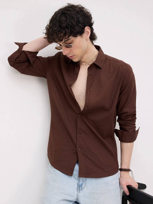 Chocolate Brown Micro Textured Shirt