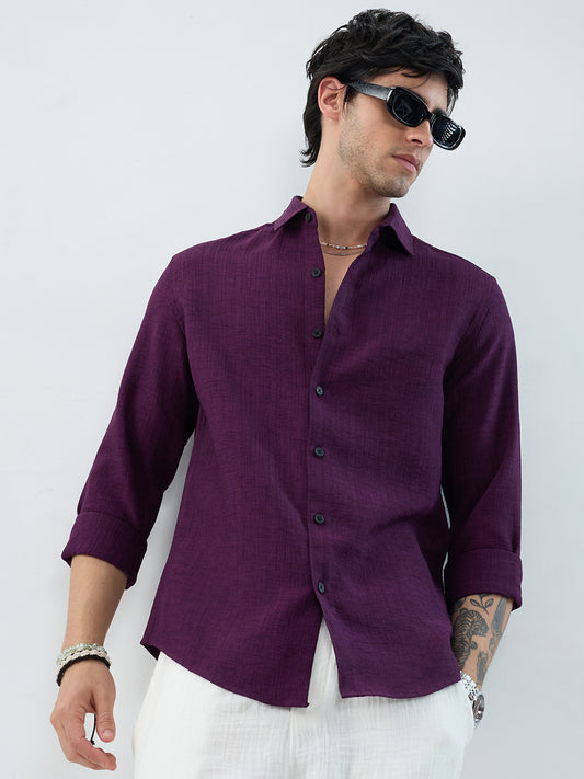Mulberry Plum Slub Textured Everyday Shirt