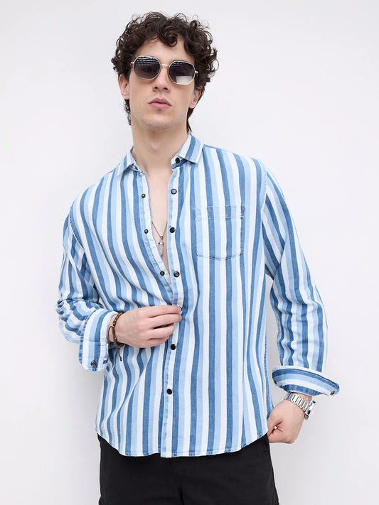 Denim Elegance Regency Stripe Shirt