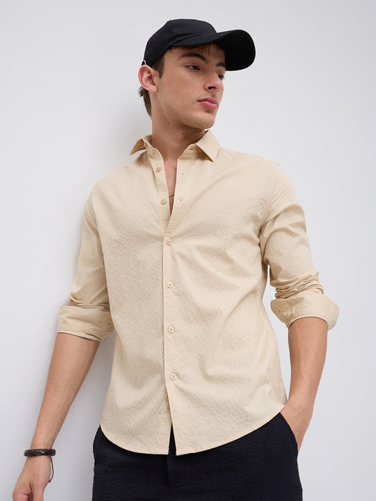 Minimal Beige Textured Shirt