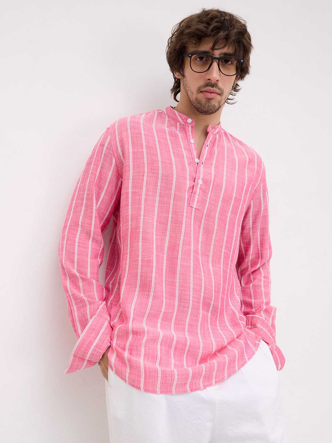 Romantic Rose Pink Striped Kurta