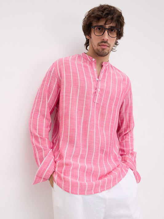 Romantic Rose Pink Striped Kurta