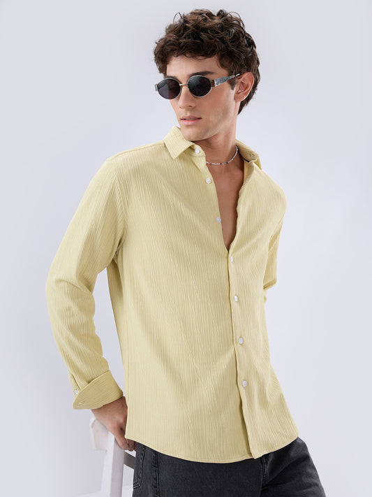 Lemon Yellow Matrix Weave Knitted Shirt