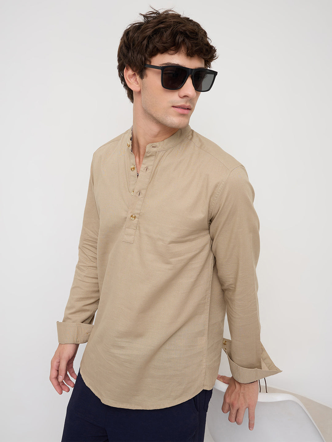 Solid Khaki Beige Everyday Kurta