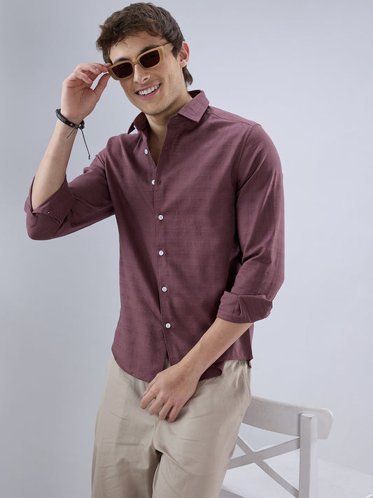 Dark Cocoa Fine Weave Textured Shirt