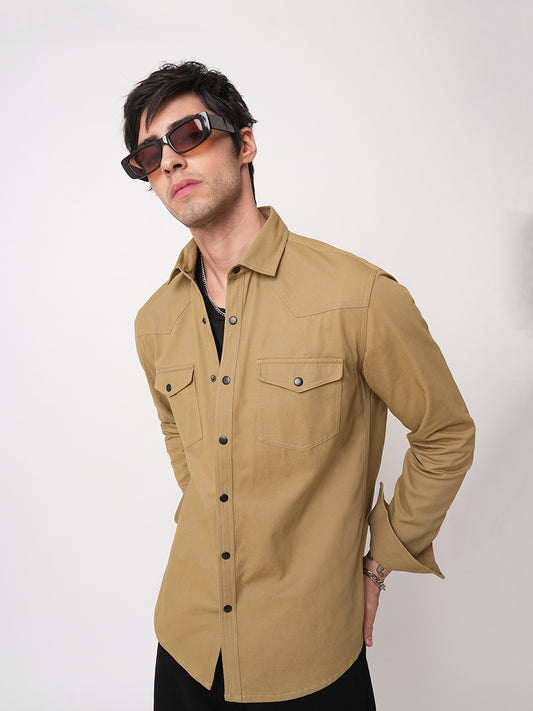 Khaki Double Flap Pocket Overshirt