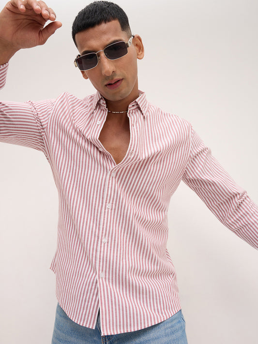 Red & White Candy Striped Oxford Button-Down Shirt