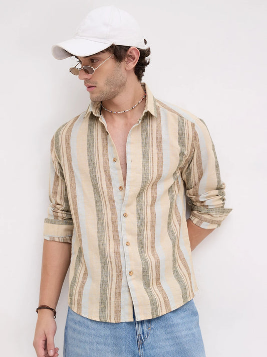Multi Colour Elemental Slub Striped Shirt