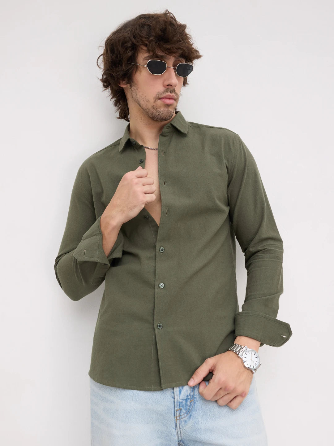 Timeless Solid Moss Green Shirt