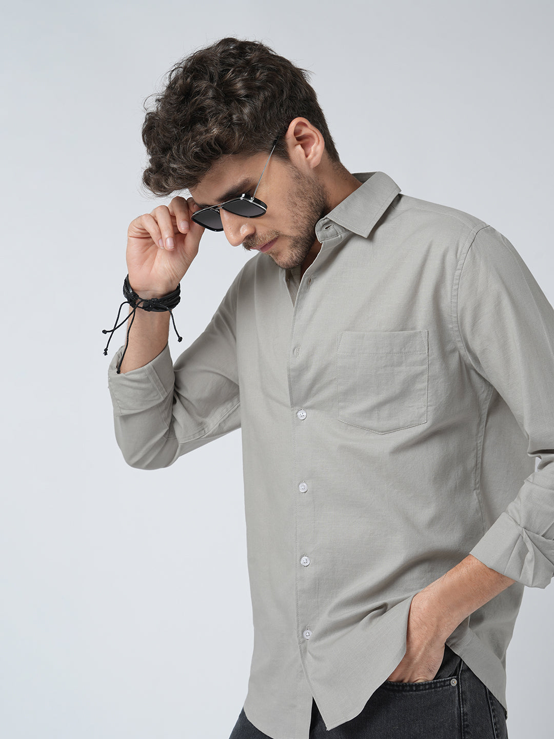 Oyster Grey Slub Shirt
