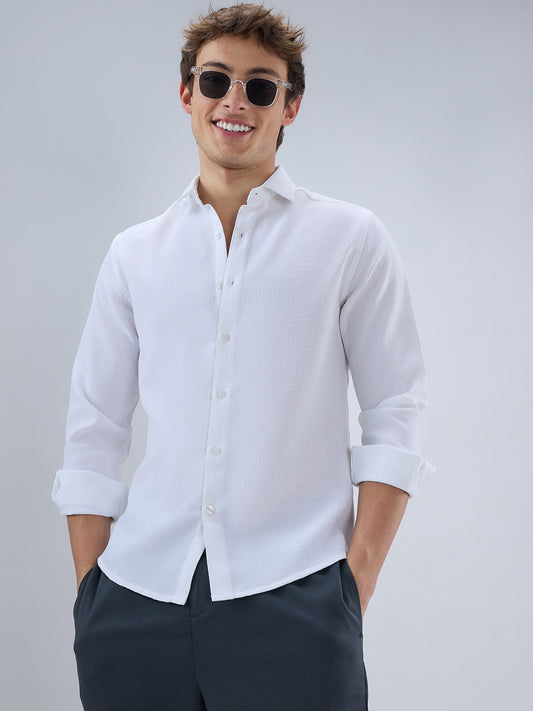 Classic White Slub Weave Shirt