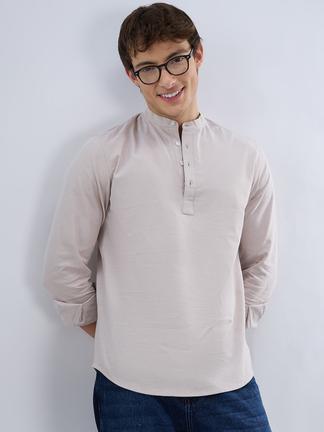 Elegant Sand Beige Oxford Everyday Kurta