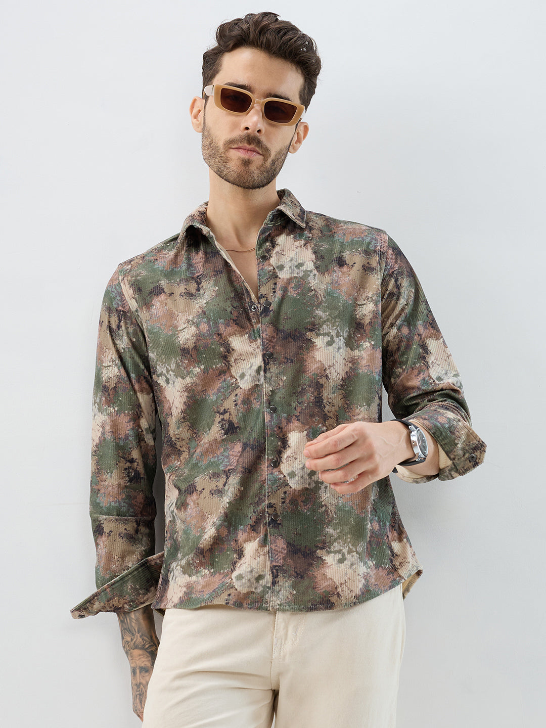 Woodland Camo Washed Corduroy Shirt
