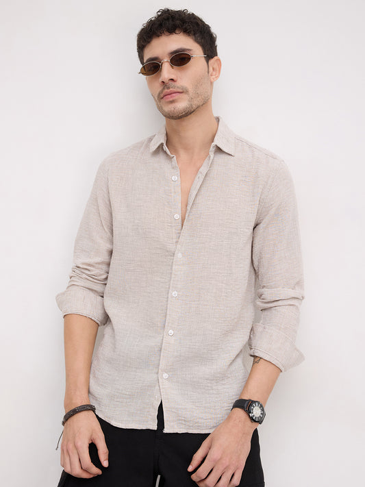 Desert Sand Beige Textured  Shirt