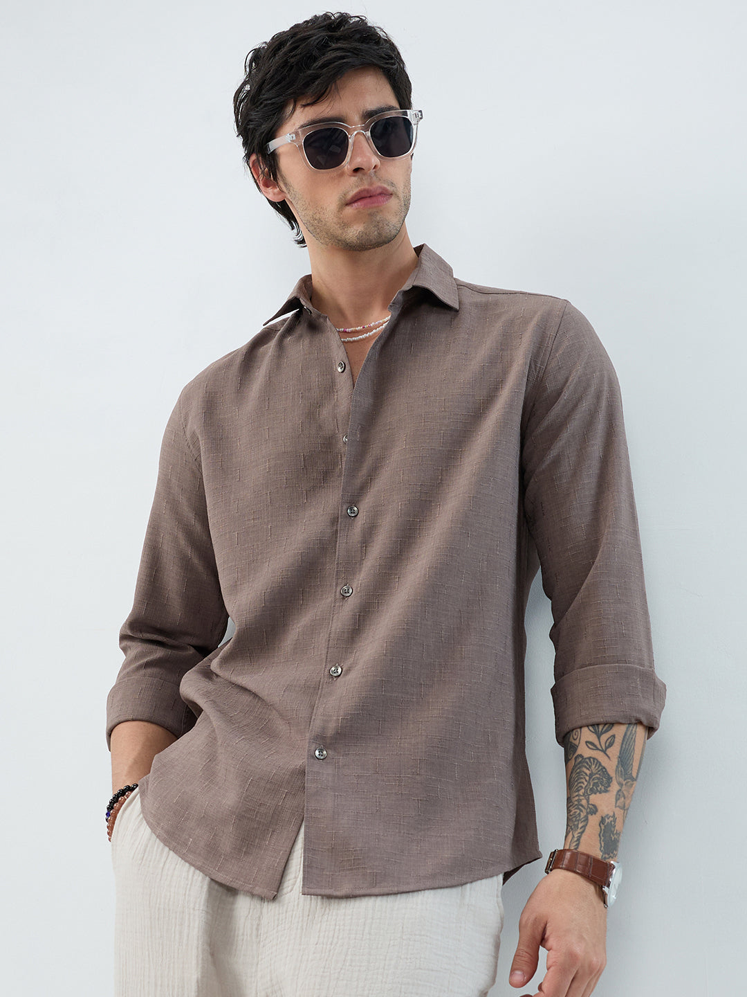 Ash Grey Minimal Textured Everyday Shirt