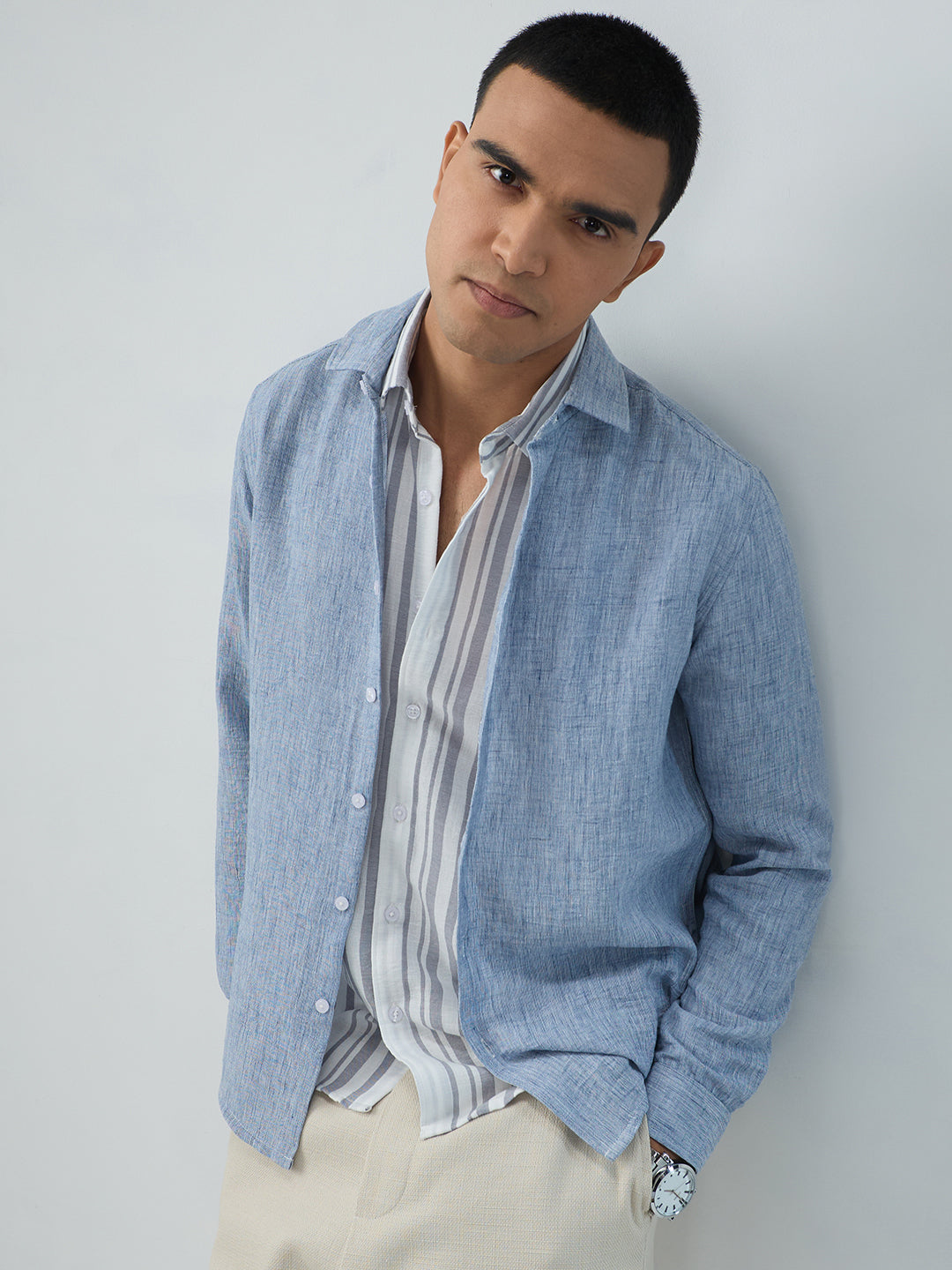 Elegant Solid Blue Shirt