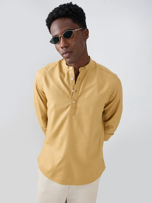 Golden Wavy Textured Kurta