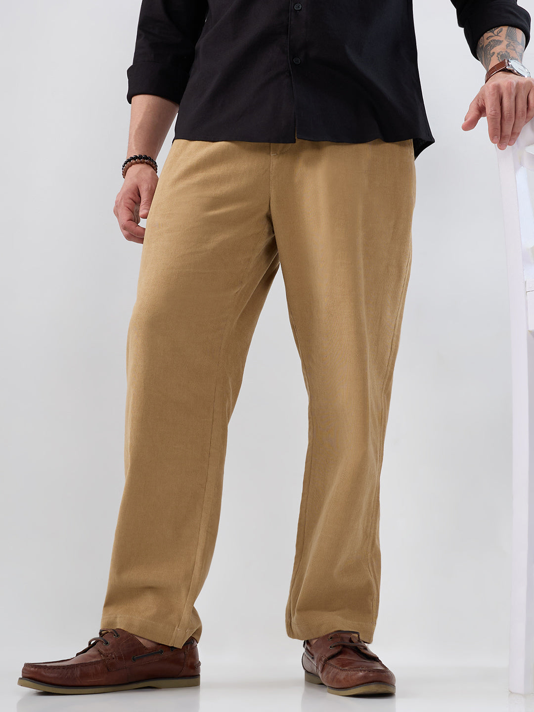 Death Valley Beige Corduroy Tapered Trousers