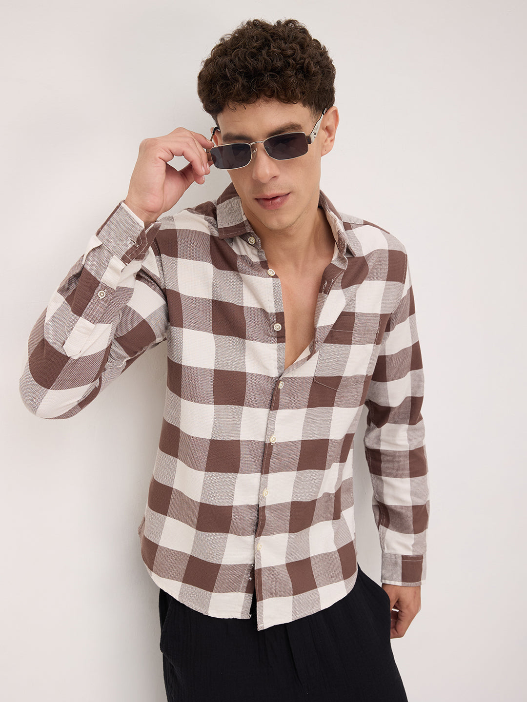 Brown & Ivory Box Checkered Shirt