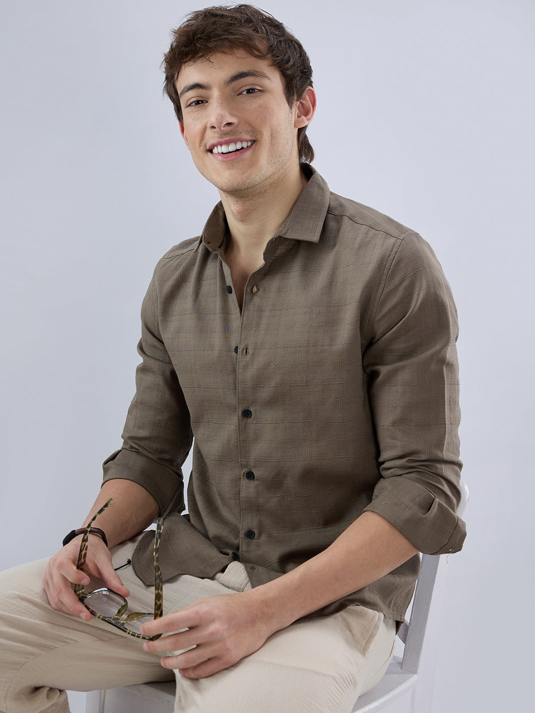 Olive Textured Weave Shirt