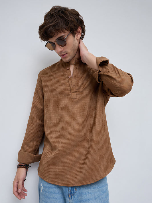 Desert Dune Diagonal Twill Textured Statement Kurta