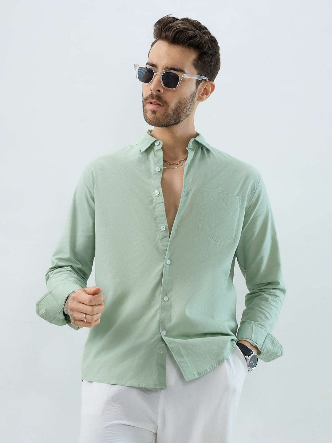Green Pistachio Pop Slub Shirt
