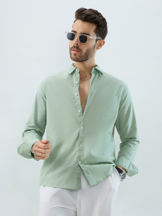 Green Pistachio Pop Slub Shirt