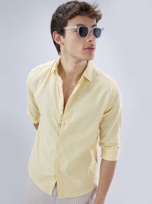 Canary Yellow Luxe Textured Weave Shirt