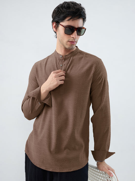 Detailed Ash Grey Jacquard Grace Kurta