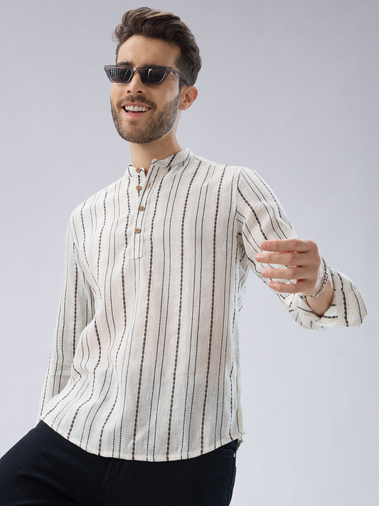 Elegant Ivory Loomed Textured Kurta