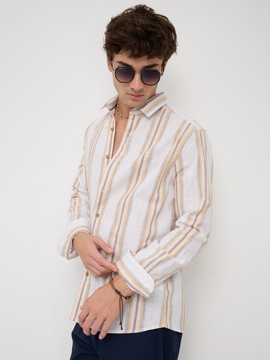 Sunwashed Multi Striped Slub Textured Shirt