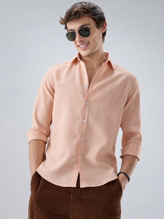 Creamy Peach Subtle Textured Shirt